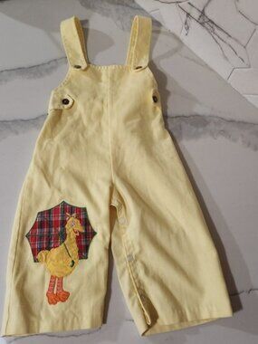 Vintage 90s Kids Big Bird Sesame Street Yellow Overalls 12-18 Months Spring‎